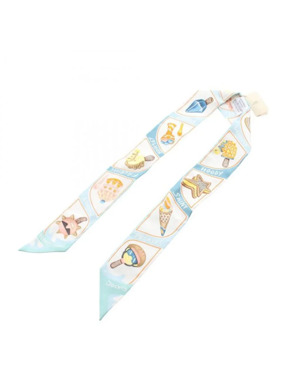 Hermes Scarf Twill Funny Ice Cream Blue Silk